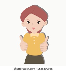Woman with thumb up concept. Creative idea design. Flat vector illustration for template, brochure or presentation.