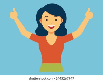 woman with thumbs up in the air enjoys life