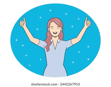 woman with thumbs up in the air enjoys life