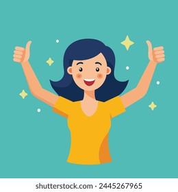 woman with thumbs up in the air enjoys life
