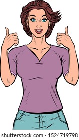 woman thumbs up gesture. Pop art retro vector illustration drawing vintage kitsch