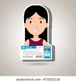 woman ticket travel icon vector illustration design