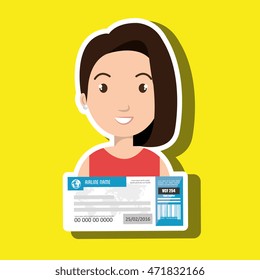 woman ticket travel icon vector illustration design
