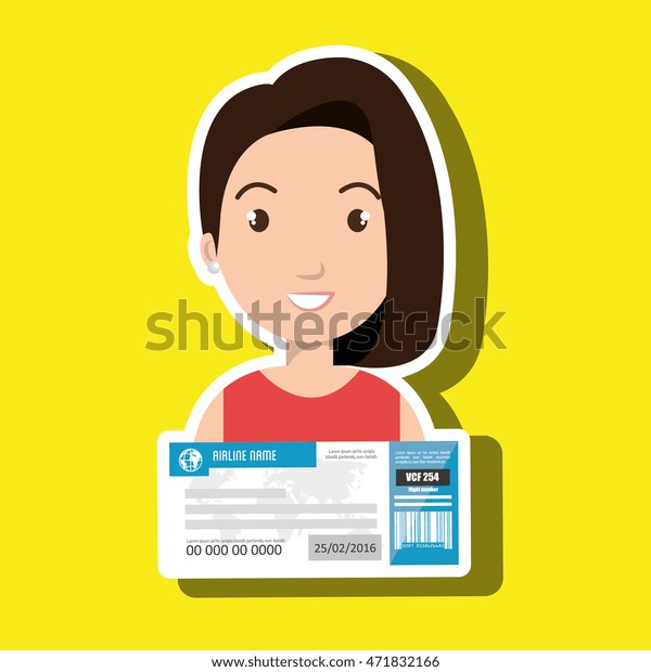 woman\
ticket travel icon vector illustration\
design