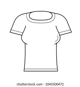 Woman tight t-shirt line icon isolated on white background. Vector line icon of female clothes t-shirt for infographic, website or app.