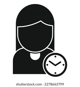 Woman time task icon simple vector. Work clock. Control schedule