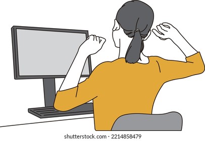 Woman tired from computer work