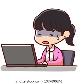 Woman tired at work