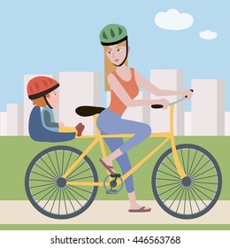 woman and toddler on a bike