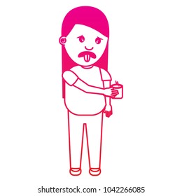 woman with tongue out holding up smells nasty
