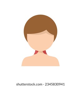 Vector plano del icono de amigdalitis de la mujer. Anatomía bucal. Bacterias de tonsil aisladas