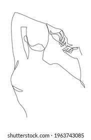 Woman top body silhouette. Continuous line drawing. Fashion illustration