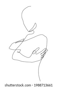 Woman top body silhouette. Continuous line drawing. Fashion illustration