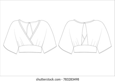 Woman Top Technical Flat Sketch Stock Vector (Royalty Free) 783283498 ...