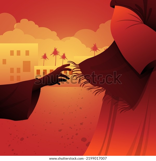 Woman touching hem of\
Jesus robe, woman with issue of blood, your faith has healed you.\
Biblical Series