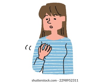Woman touching her breast for lumps