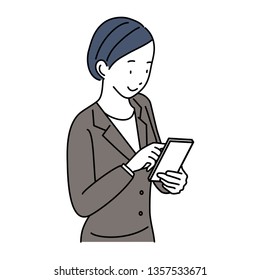 Woman touching the smartphone