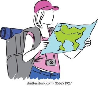 woman tourist illustration