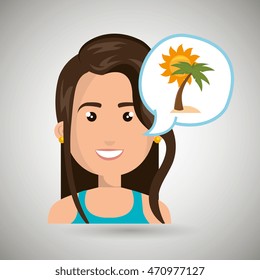 woman tourist travel beach vacation vector illustration eps 10
