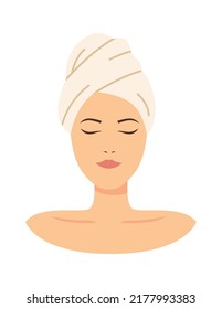 Woman with a towel on hair icon. Vector illustration