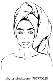 woman with towel on head