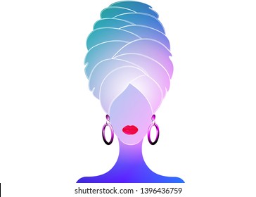 Woman with a towel on the head after shower or bath. Beautiful women with turban logo vector illustration for spa or beauty. Spa girl icon isolated or white background