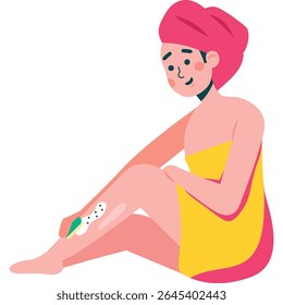 woman in towel removing leg hair vector female beauty icon isolated on white