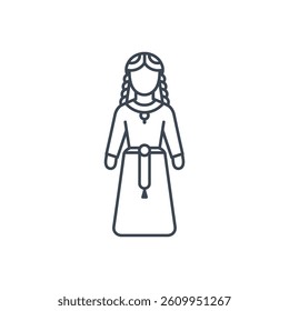 Woman in Traditional Dress Icon On White Background