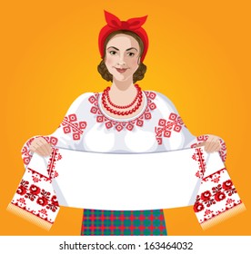 Woman in traditional Ukrainian folk dress