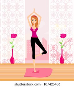 woman in a traditional yoga pose vector illustration