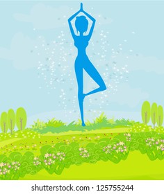  woman in a traditional yoga pose vector illustration