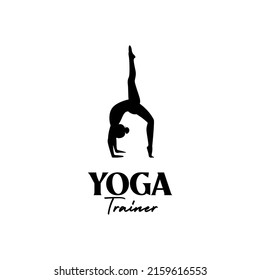 woman trainer yoga or gym Silhouette logo design