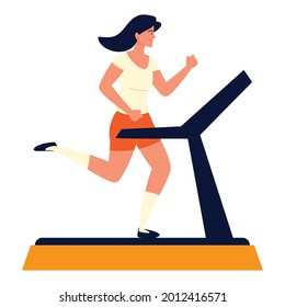 woman training exercise on treadmill