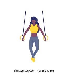woman training with gymnastic rings
