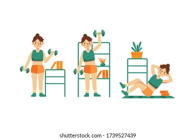 Woman Training Home Concept Illustration Vector Stock Vector (Royalty ...