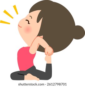 A woman in training wear doing pigeon pose