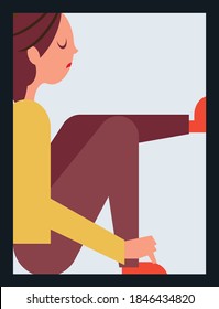 Woman trapped in confined space or box