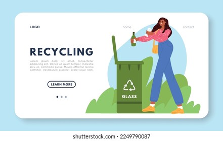 Woman with trash. Person take out garbage. Recycle concept. Flat vector illustration