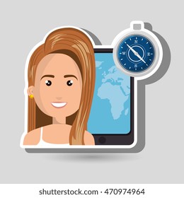 woman travel map world vector illustration eps 10
