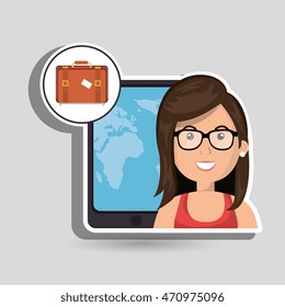 woman travel map world vector illustration eps 10