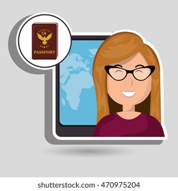 woman travel map world vector illustration eps 10