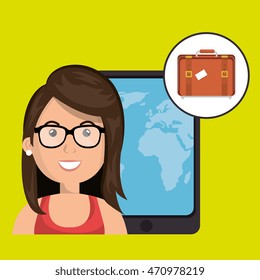 woman travel map world vector illustration eps 10