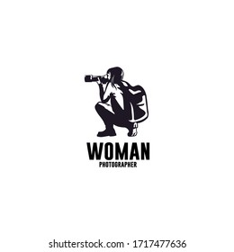 woman travel photographer silhouette logo