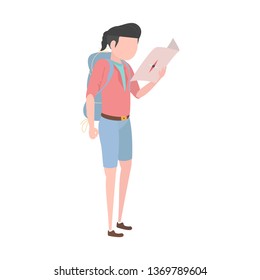 Woman traveler with backpack
