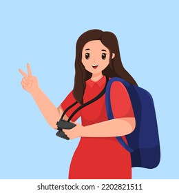 Woman Traveling Character Design Illustration
