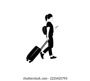 woman traveling logo design icon