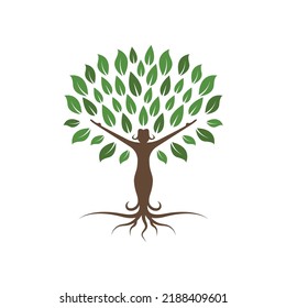 Woman Tree Icon Vector Concept Design Template Web