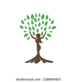 Woman Tree Icon Vector Concept Design Template Web