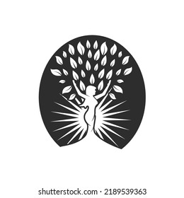 Woman Tree Icon Vector Illustration Concept Design Template Web