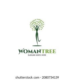 Woman Tree Icon Vector Logo Template Illustration Design